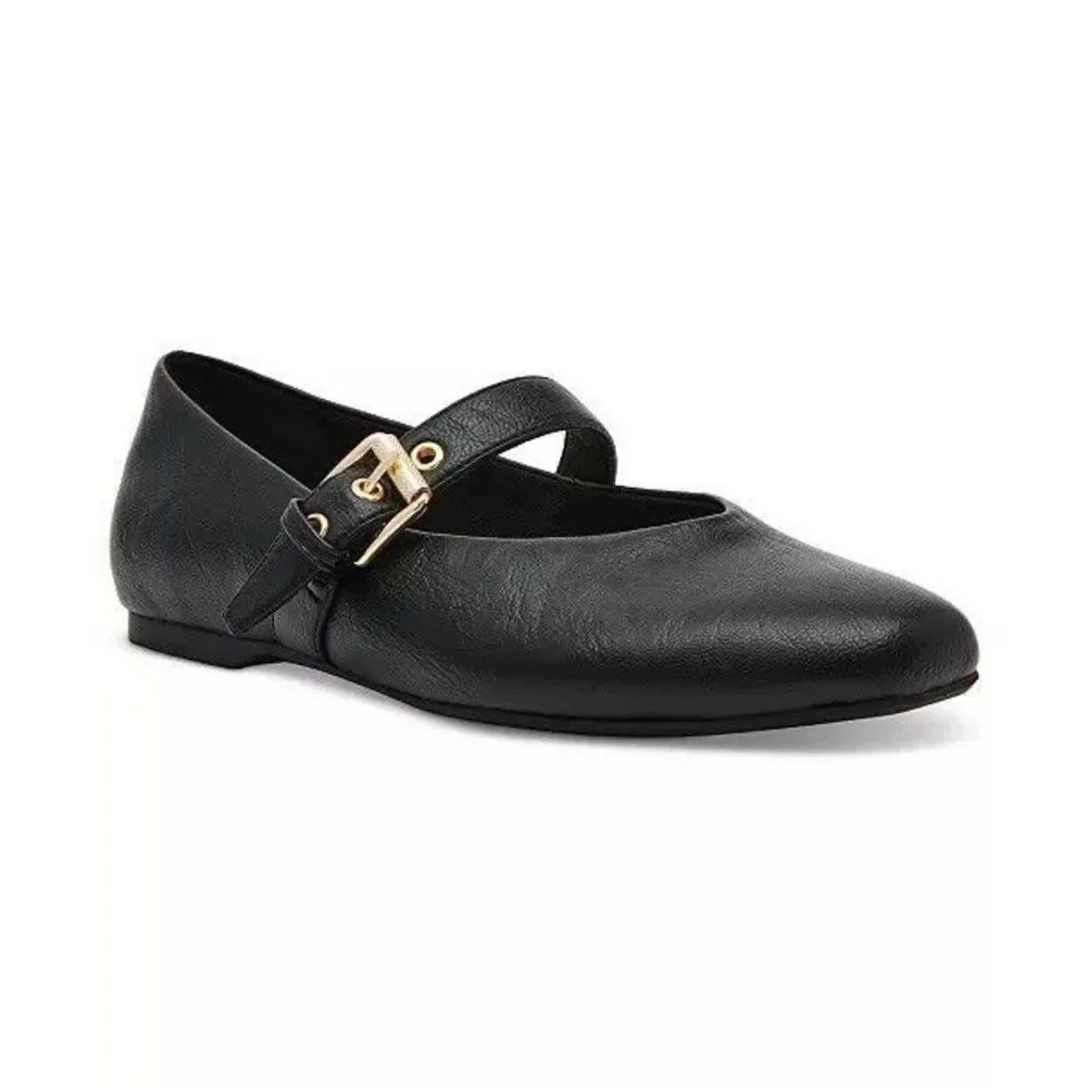 Dolce Vita Women’s Mary Jane Buckle Flats Square Toe Black 10 - Picture 2 of 9